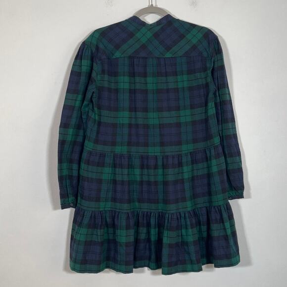 Gap Womens Green Navy Plaid Flannel Tiered Long Sleeve Mini Dress Size Small NWT - Picture 2 of 6